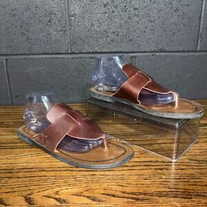 The Leather Collection Men’s Brown Leather Thong Sandals Size 11 Handmade Style